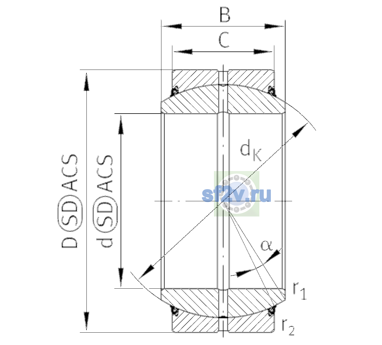 Схема подшипника GE160-DO-2TS