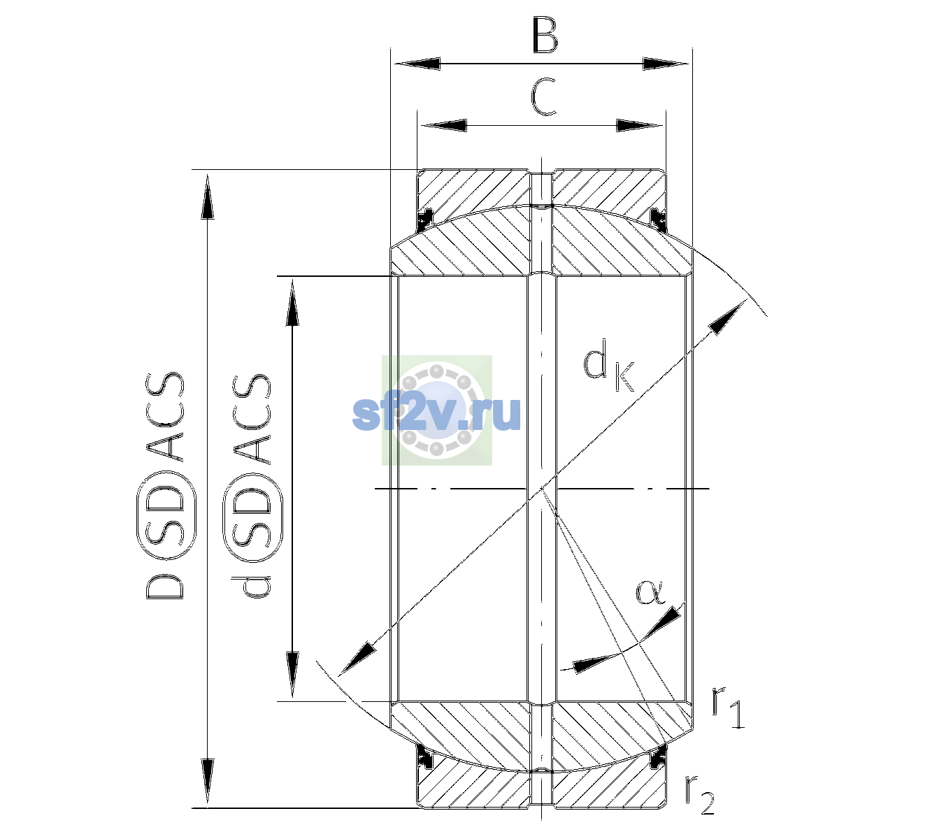 Схема подшипника GE17-DO-2RS-C2
