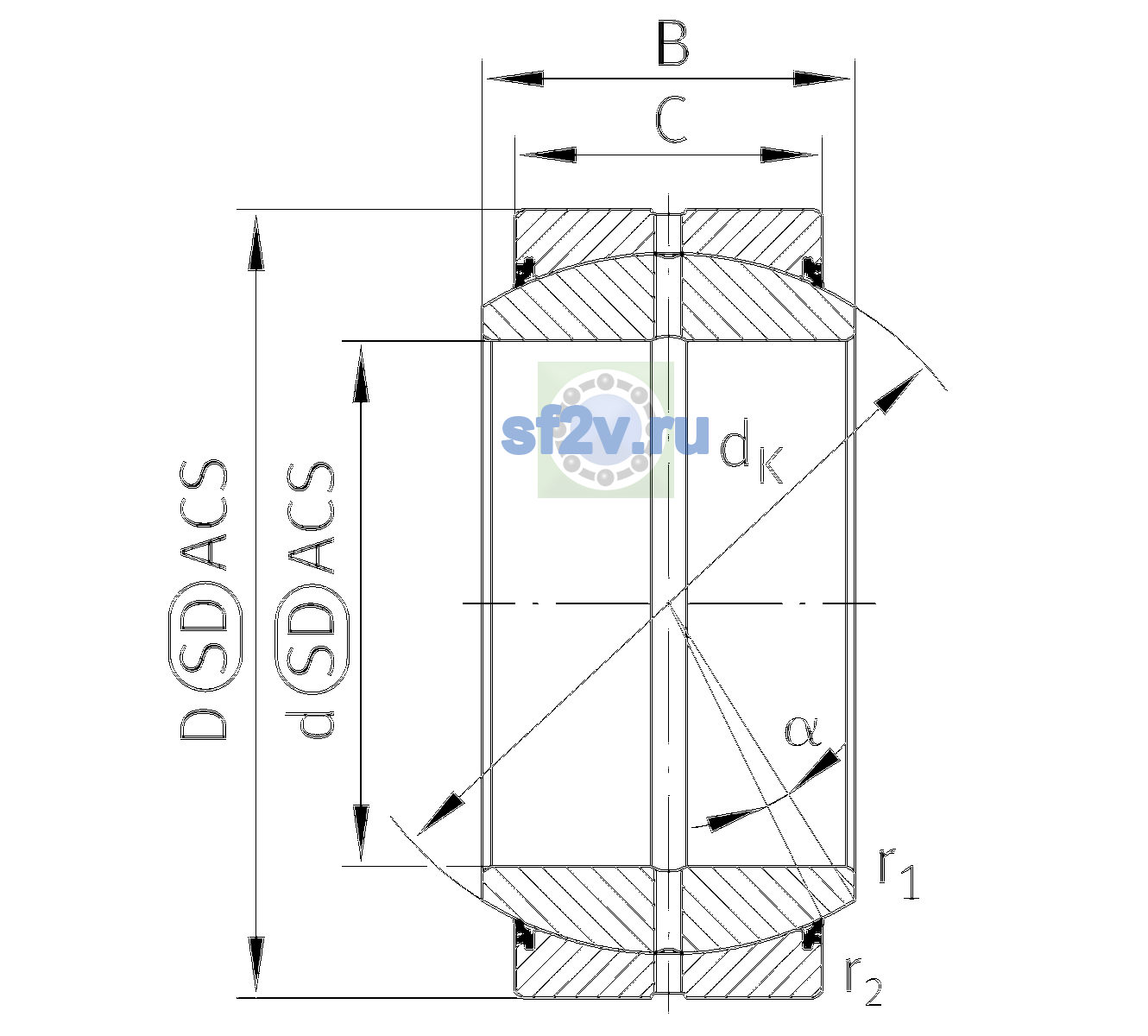 Схема подшипника GE180-DO-2RS