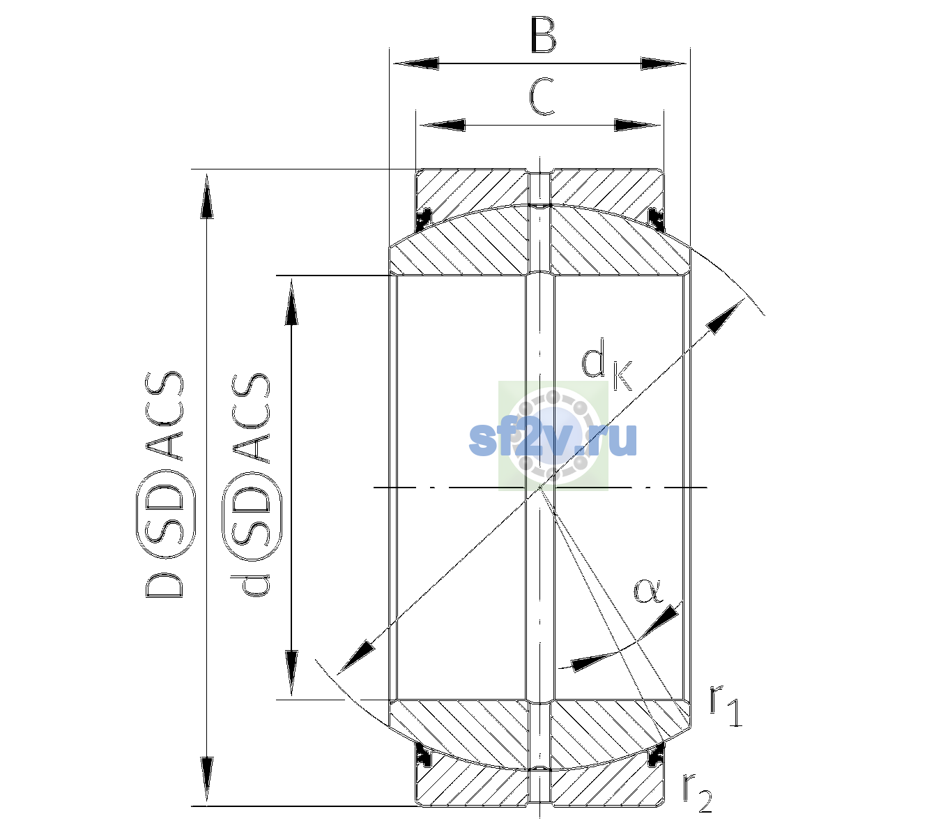 Схема подшипника GE180-DO-2RS-C3