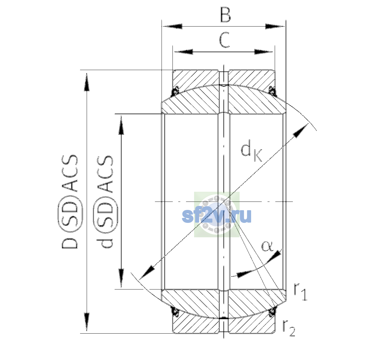 Схема подшипника GE180-DO-2TS