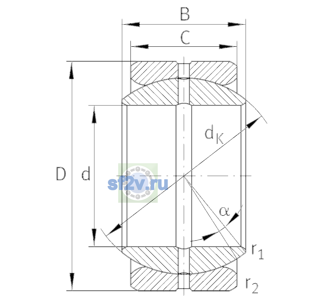 Схема подшипника GE19-ZO-2RS-E