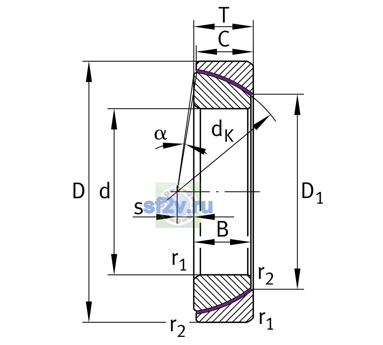 Схема подшипника GE190-SW