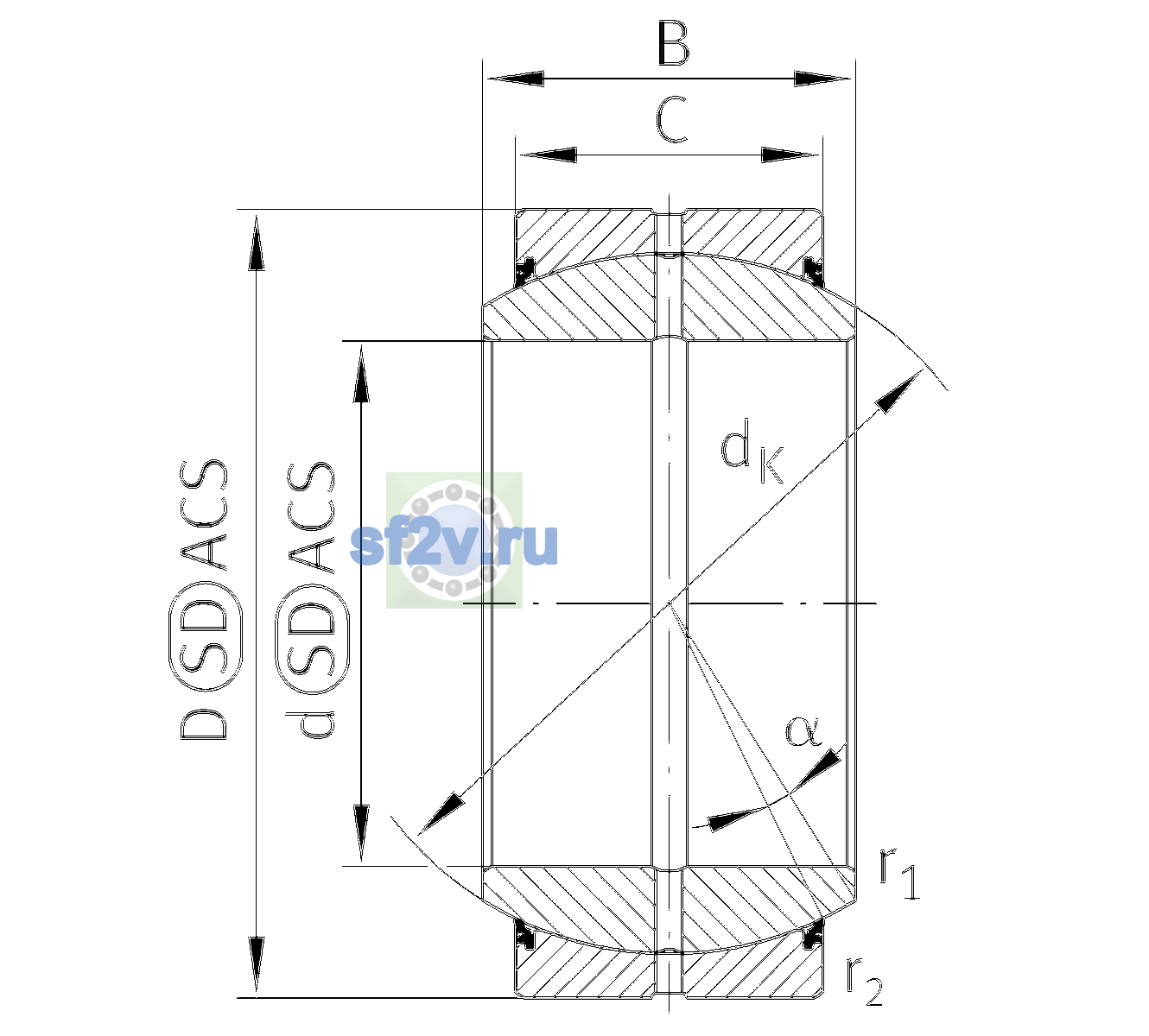 Схема подшипника GE20-DO-2RS
