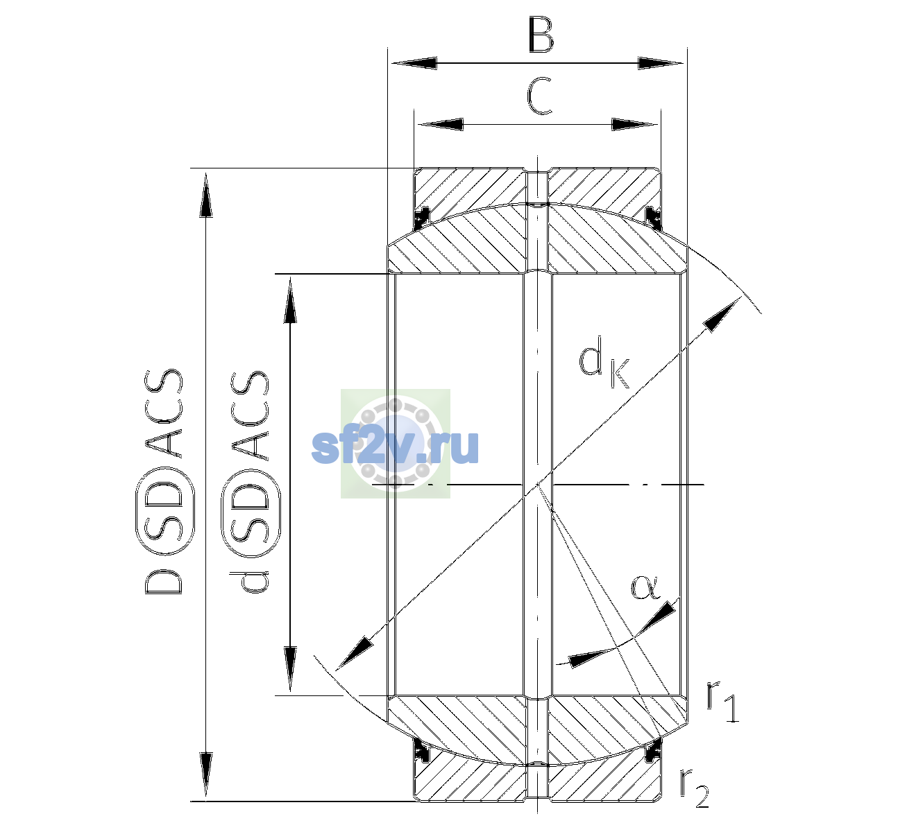 Схема подшипника GE20-DO-2RS-C2