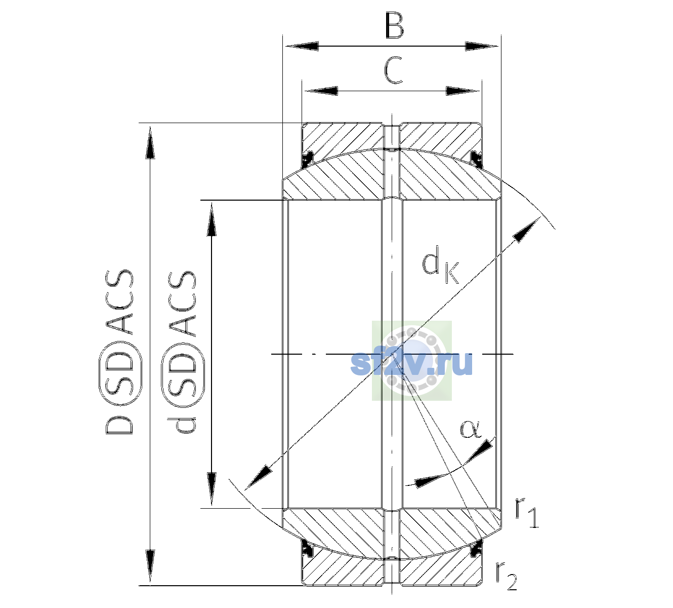 Схема подшипника GE20-DO-2RS-E