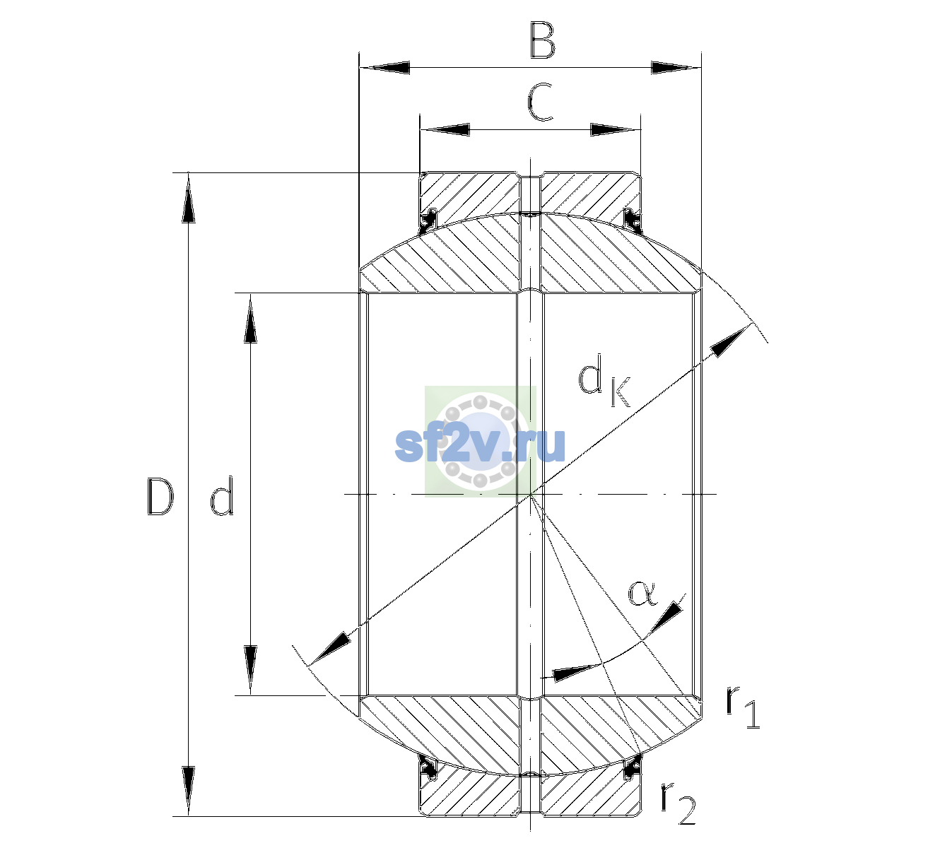 Схема подшипника GE20-FO-2RS