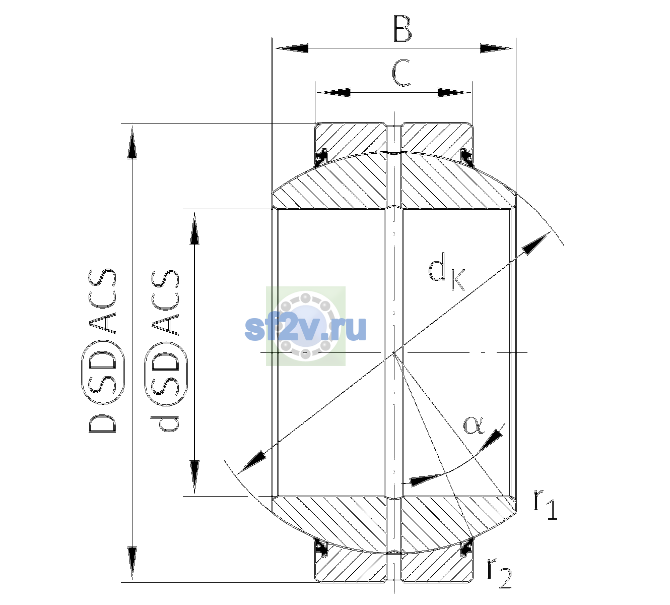 Схема подшипника GE20-FO-2RS-E