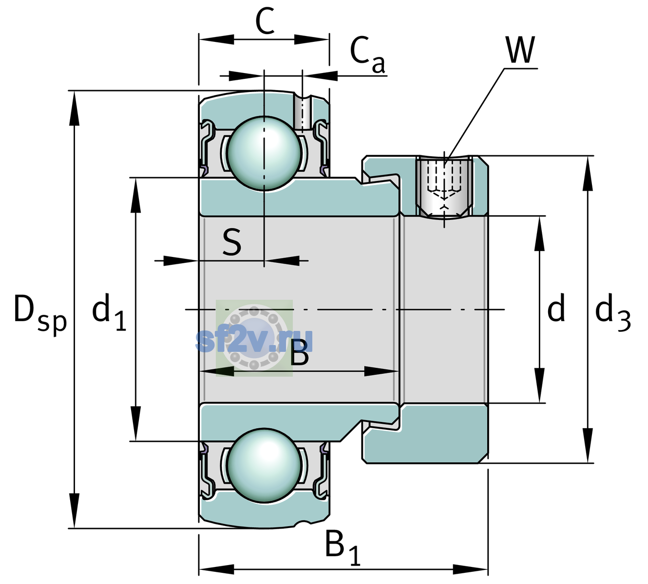 Схема подшипника GE20-KRR-B-FA107-VA-FD