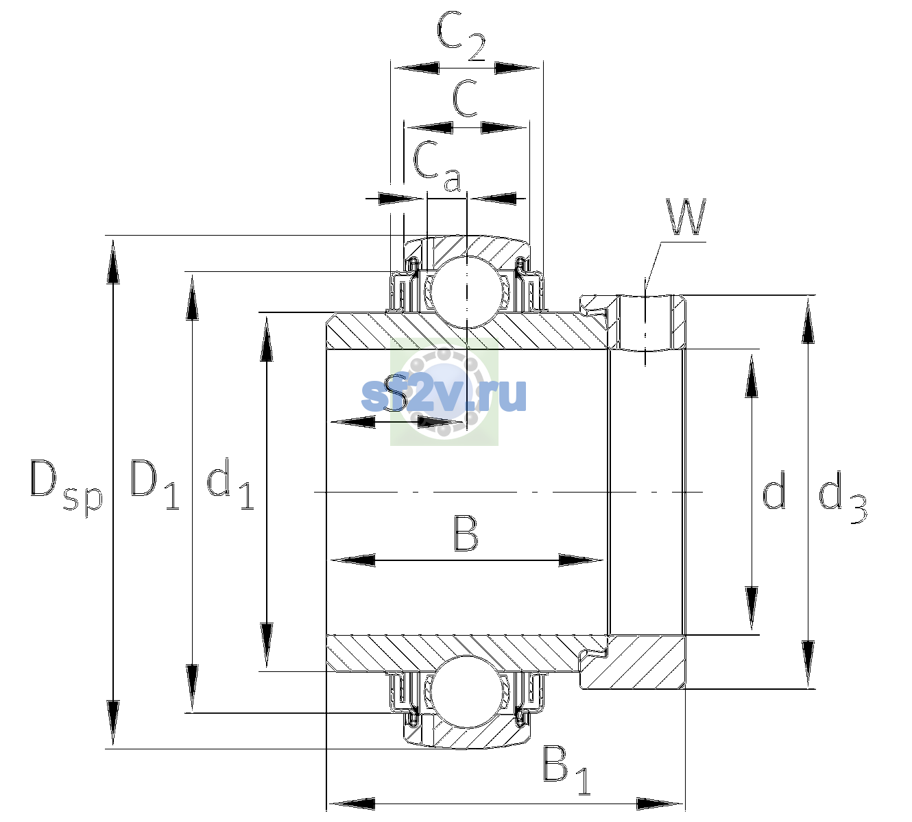 Схема подшипника GE20-XL-KLL-B