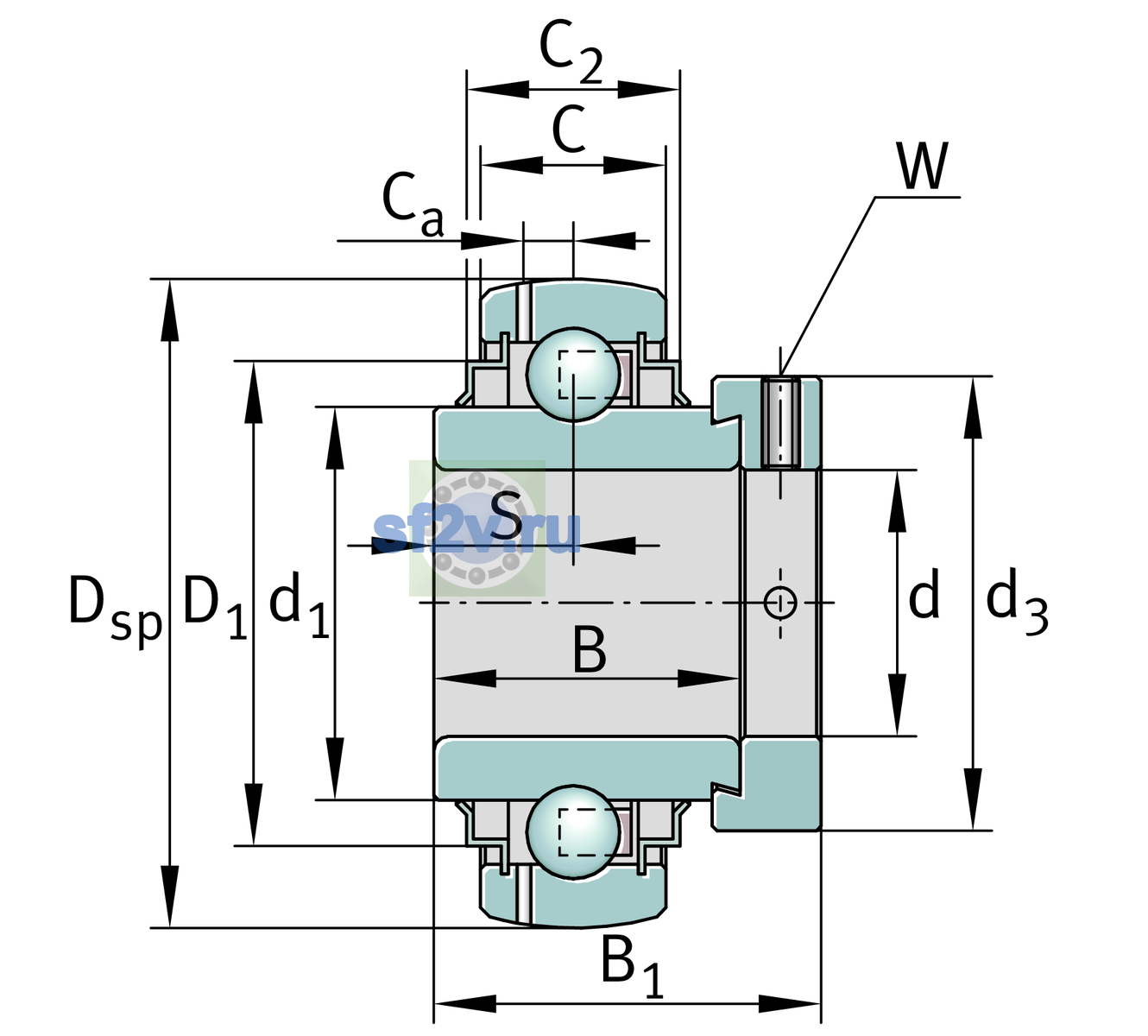 Схема подшипника GE20-XL-KRR-B-FA125