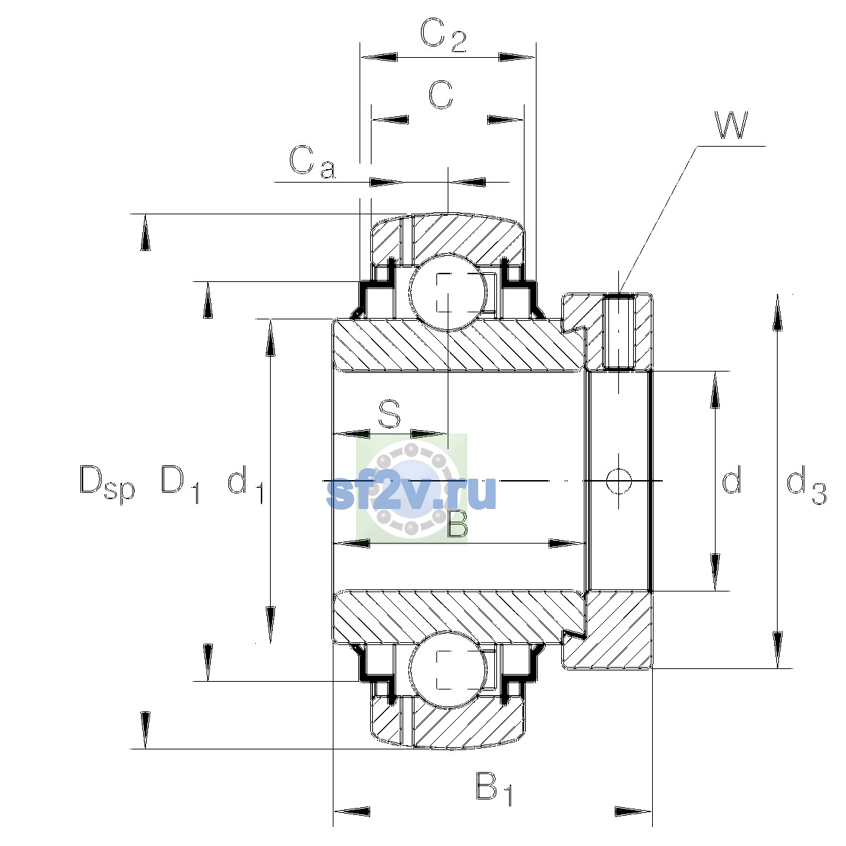 Схема подшипника GE20-XL-KRR-B-FA164