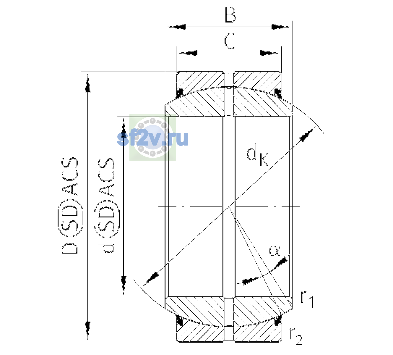 Схема подшипника GE200-DO-2RS