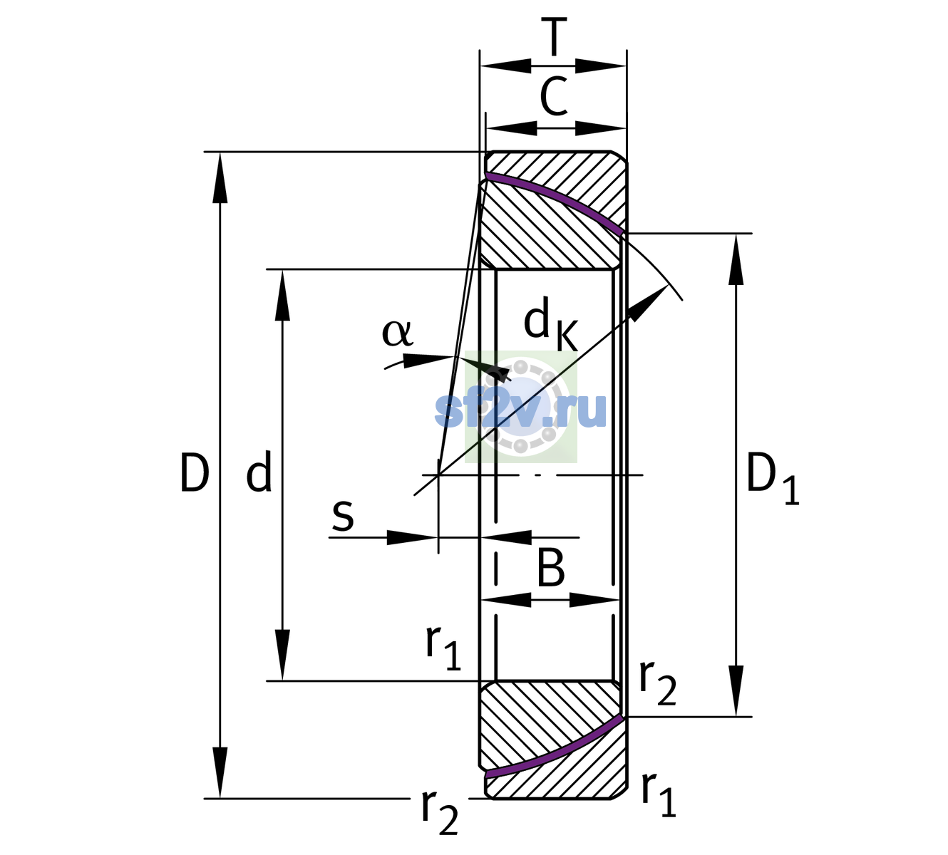 Схема подшипника GE200-SW