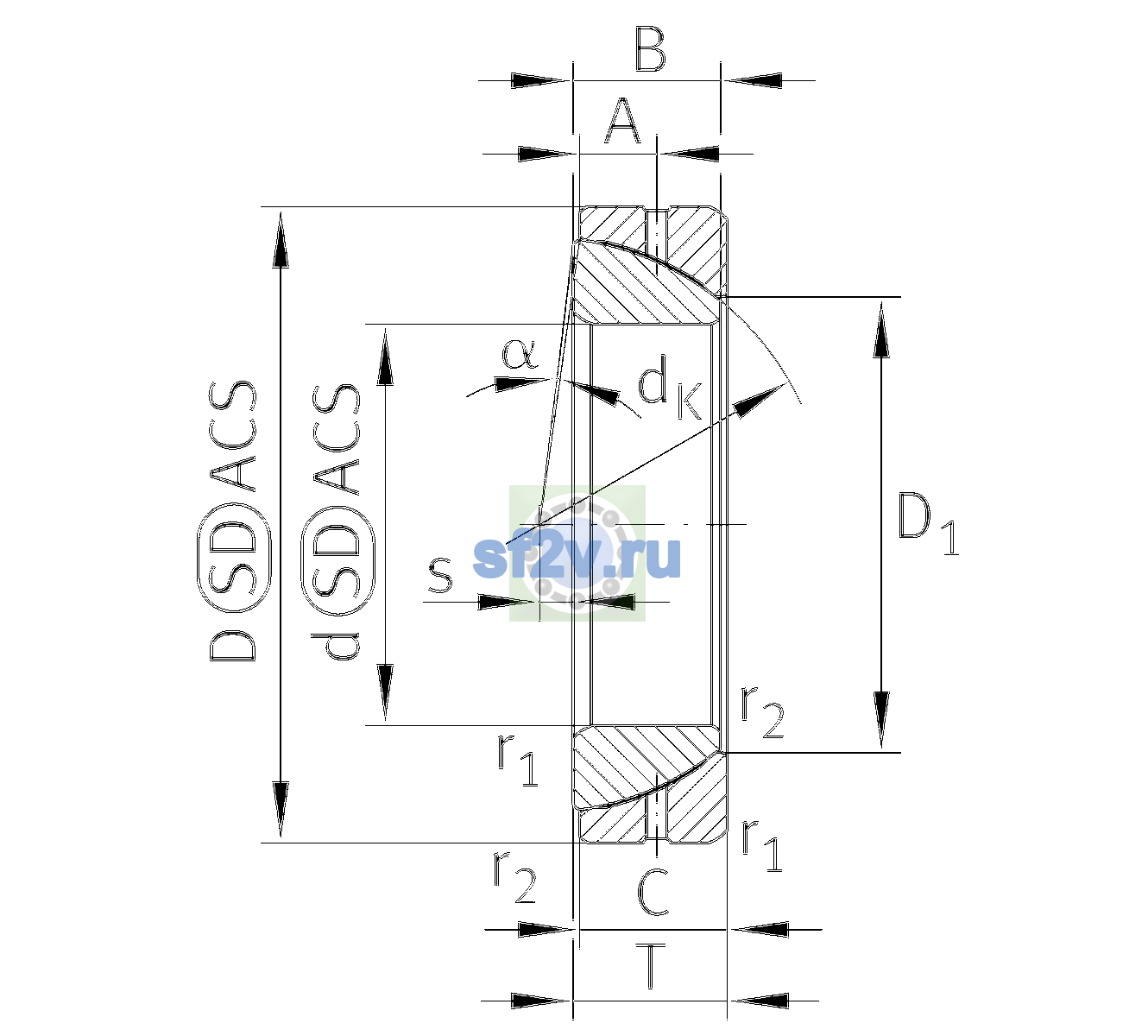 Схема подшипника GE200-SX