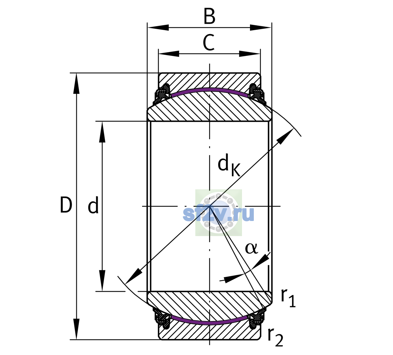 Схема подшипника GE200-UK-2TS