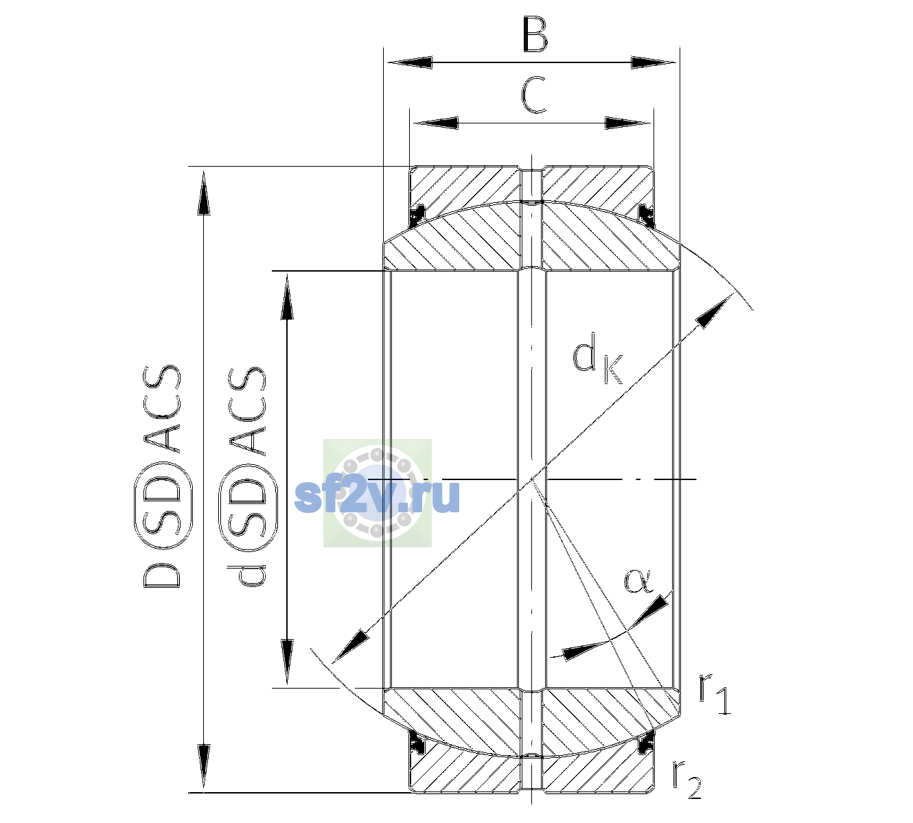Схема подшипника GE220-DO-2RS