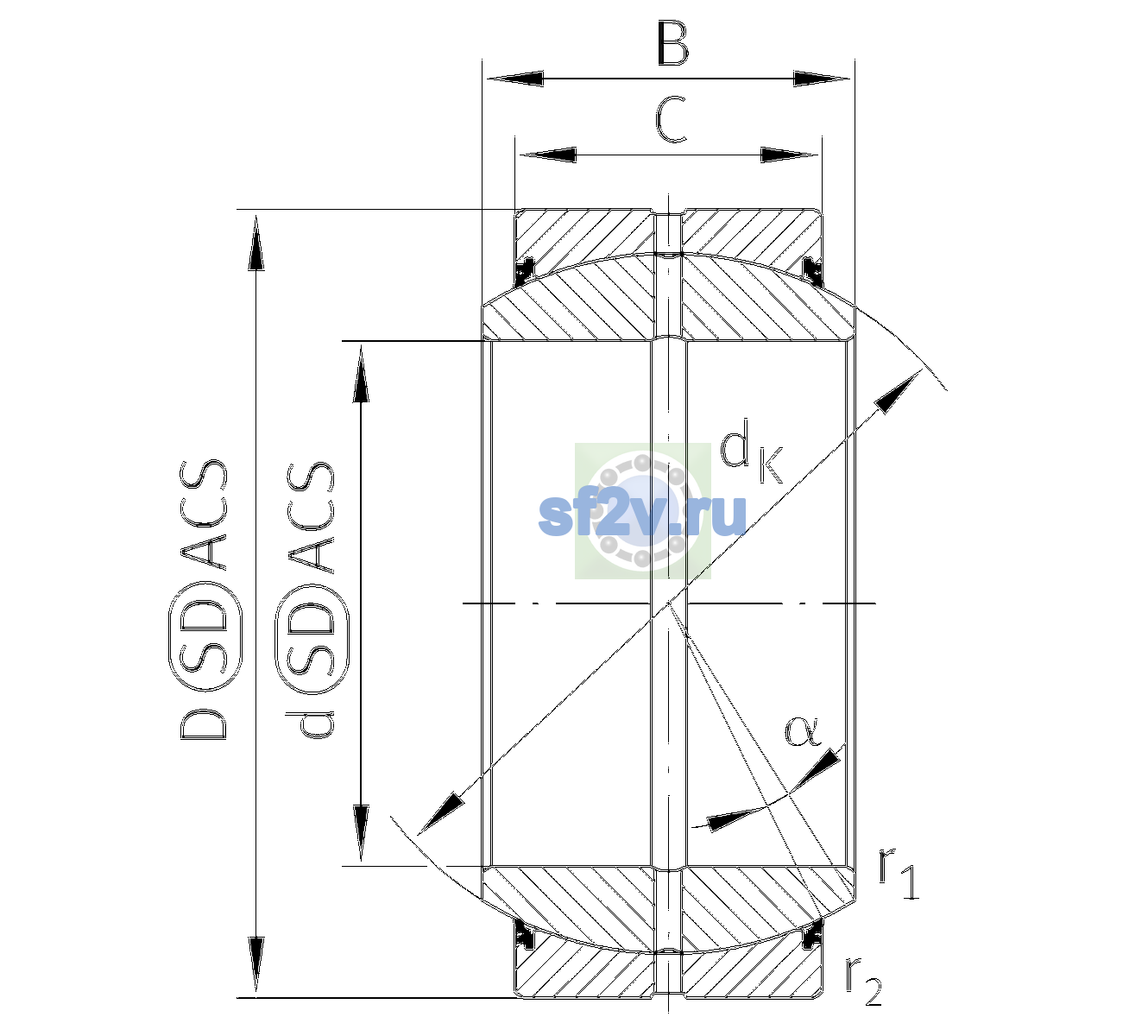 Схема подшипника GE220-DO-2RS-C3