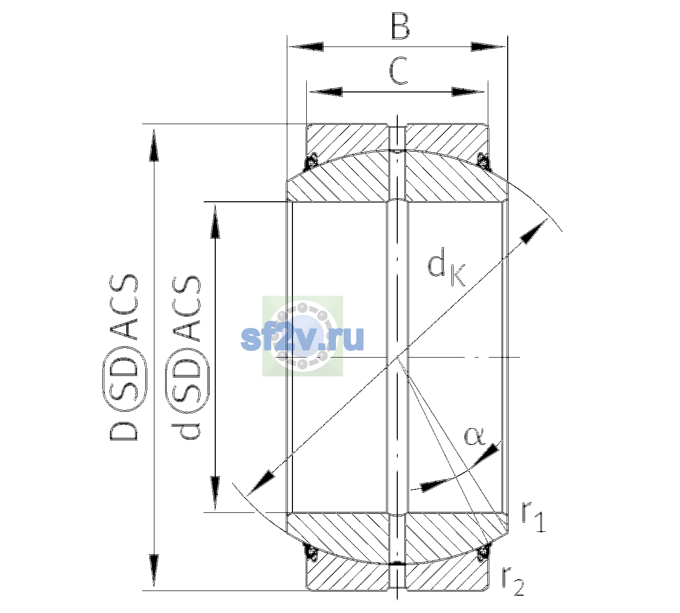 Схема подшипника GE220-DO-2TS