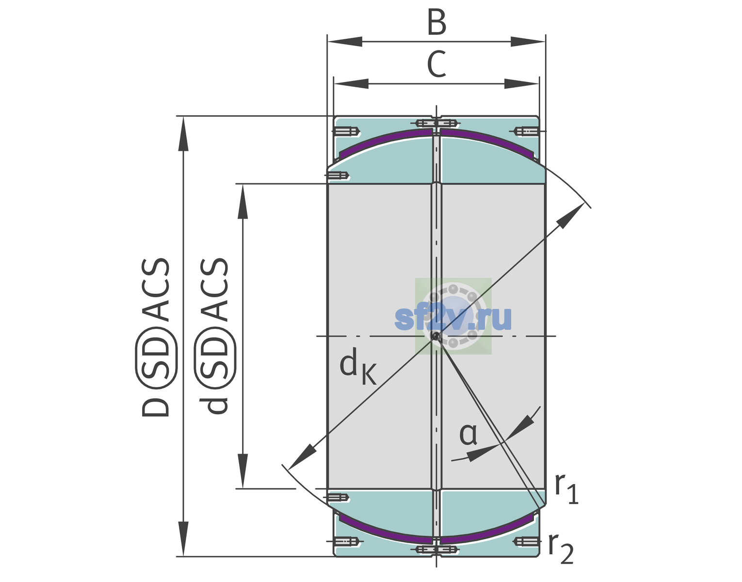 Схема подшипника GE220-HF