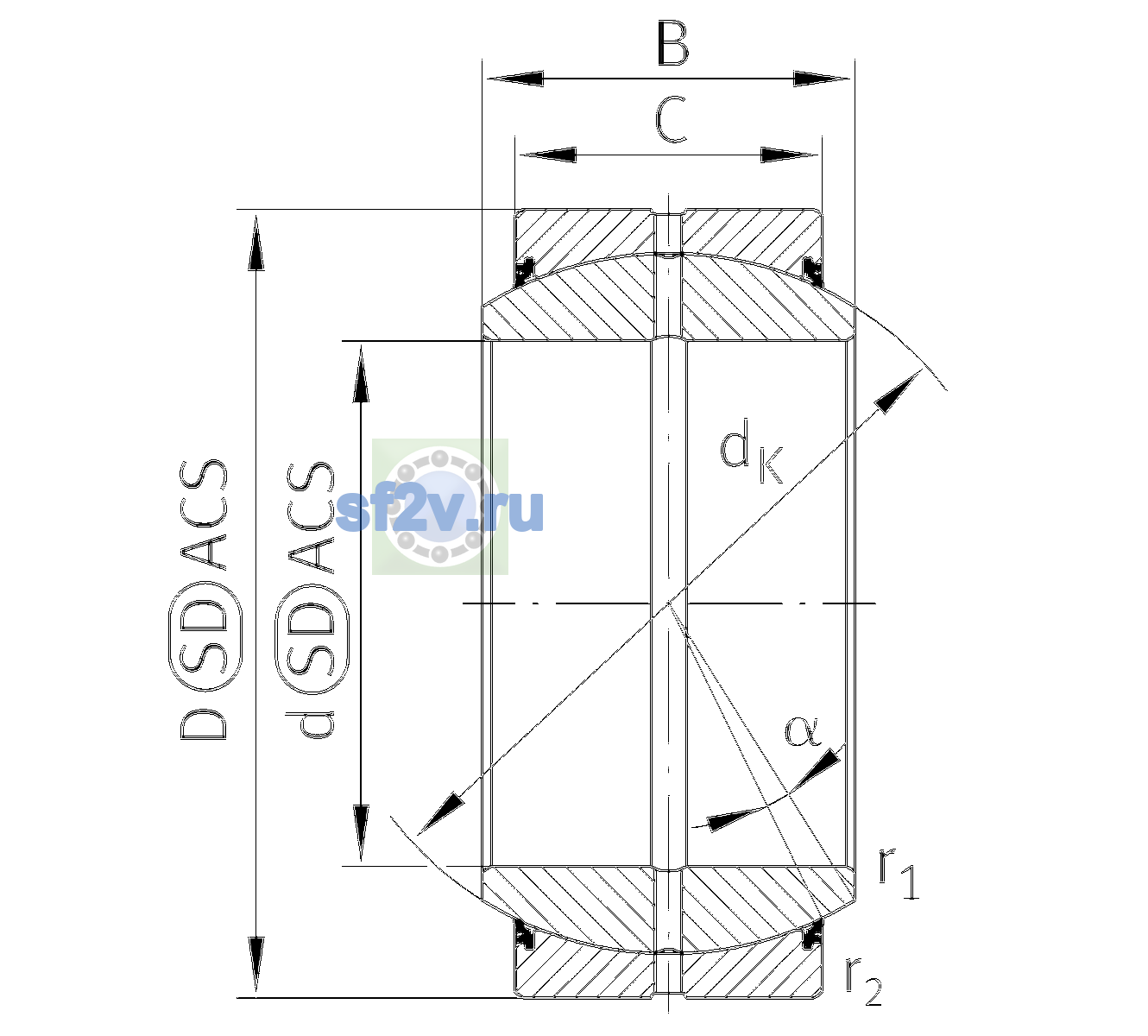 Схема подшипника GE240-DO-2RS
