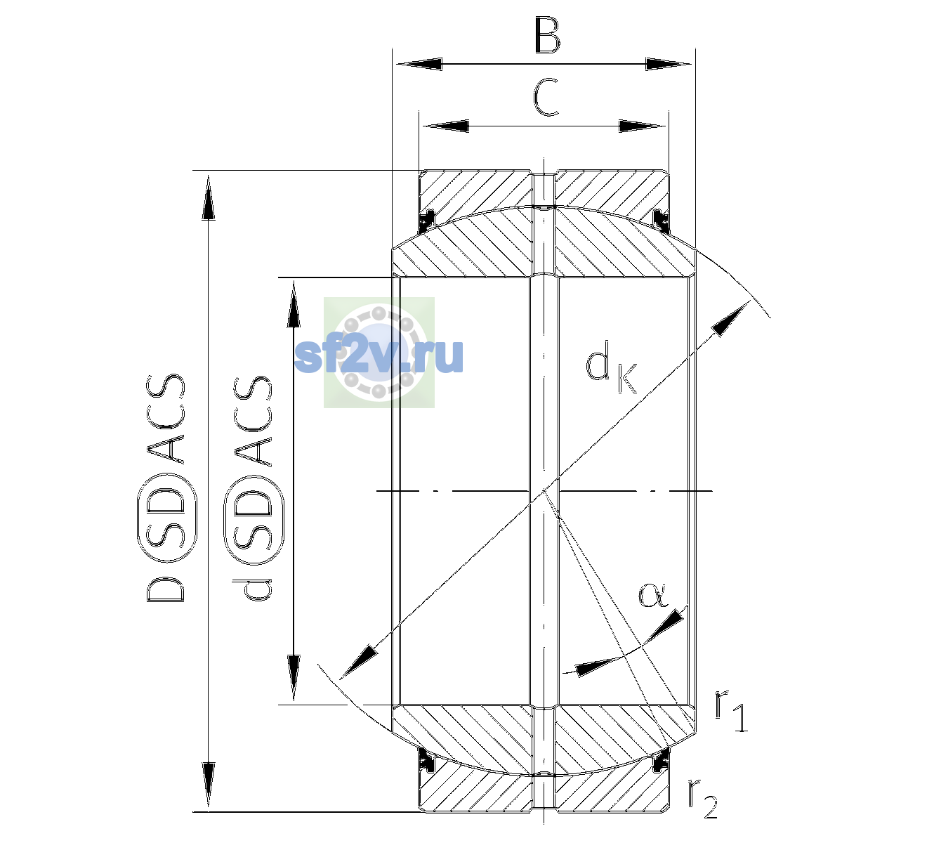 Схема подшипника GE240-DO-2RS-C3