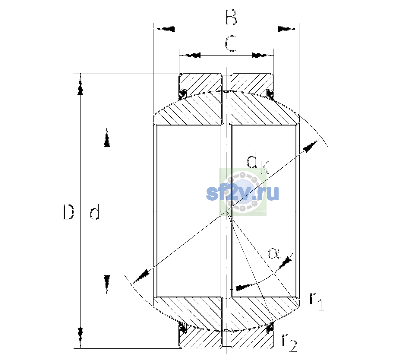 Схема подшипника GE240-FO-2RS
