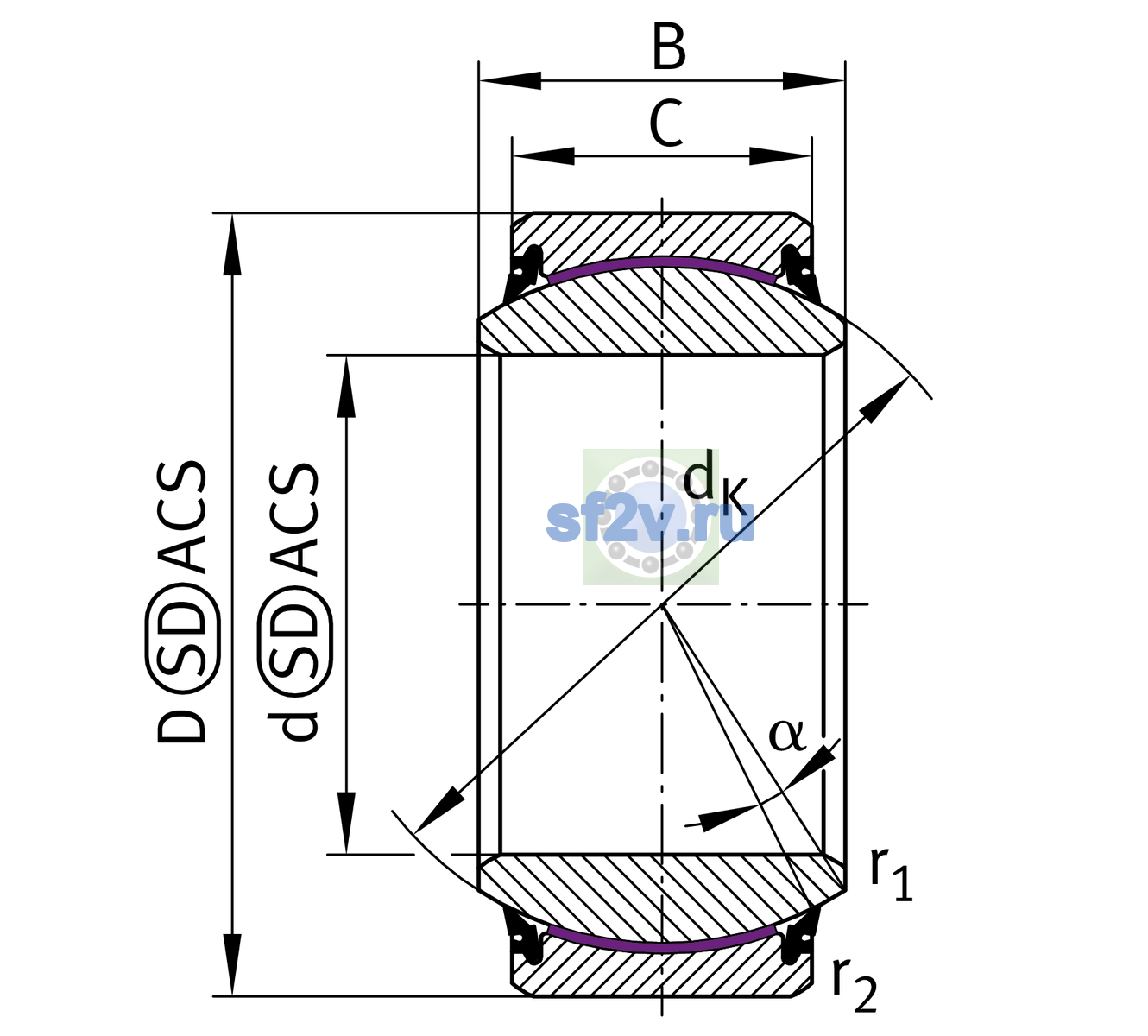 Схема подшипника GE240-UK-2RS