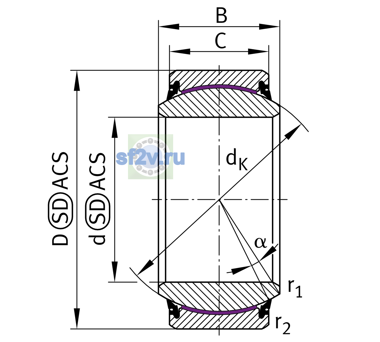 Схема подшипника GE240-UK-2RS-W7-W11