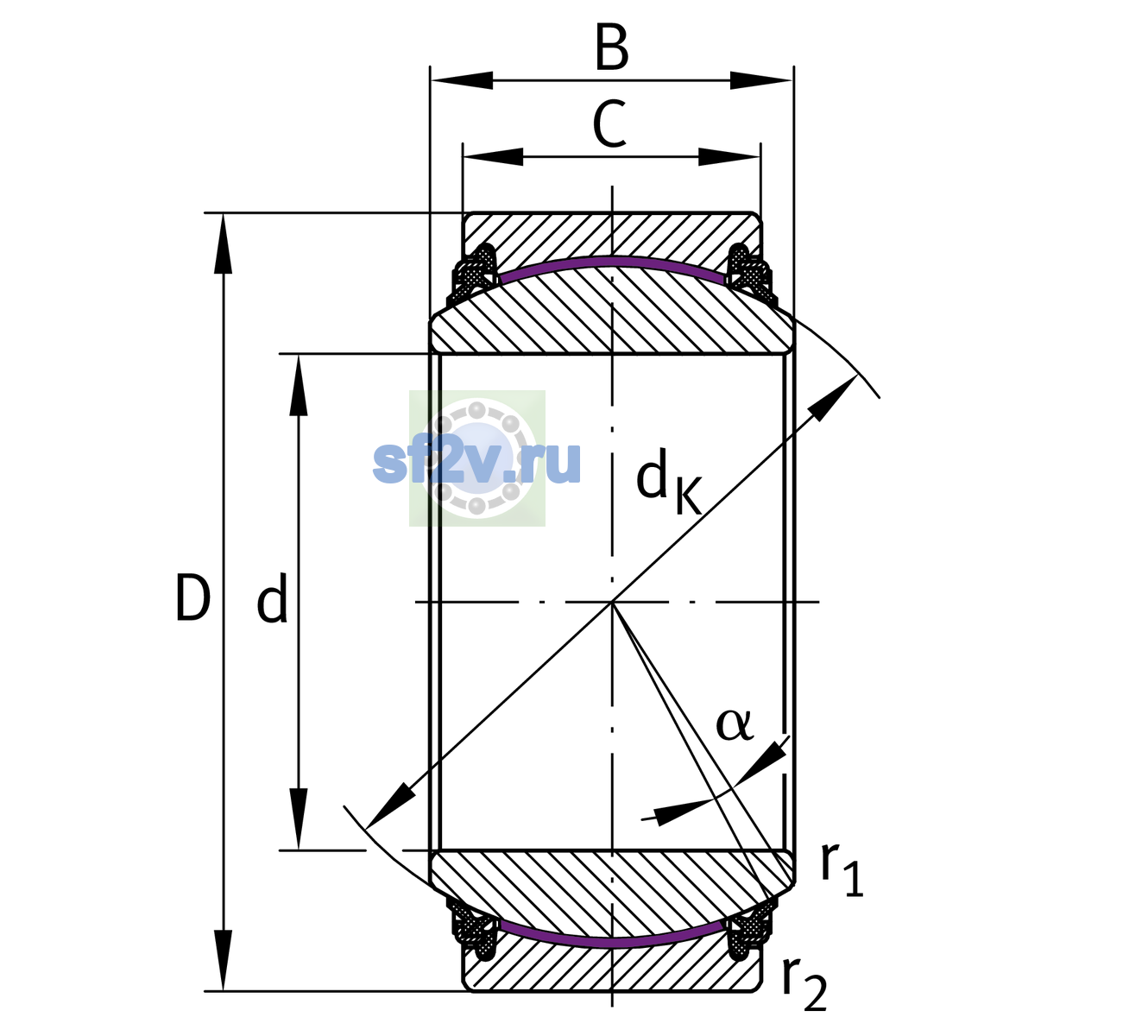 Схема подшипника GE240-UK-2TS