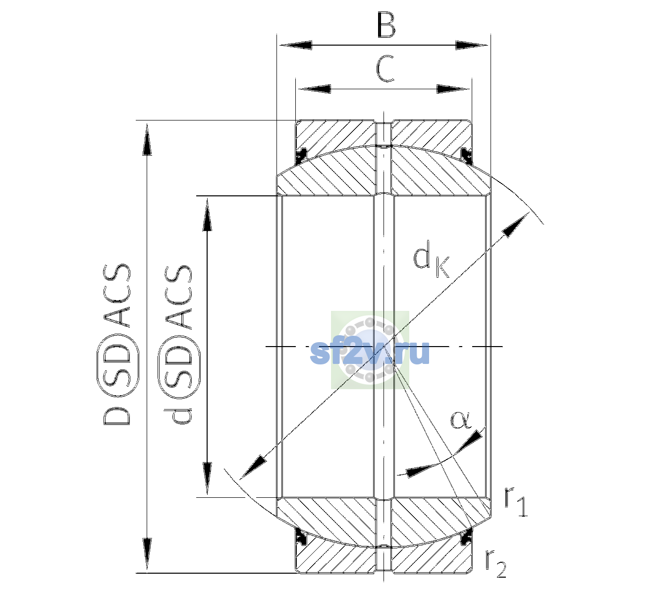Схема подшипника GE25-DO-2RS-C2