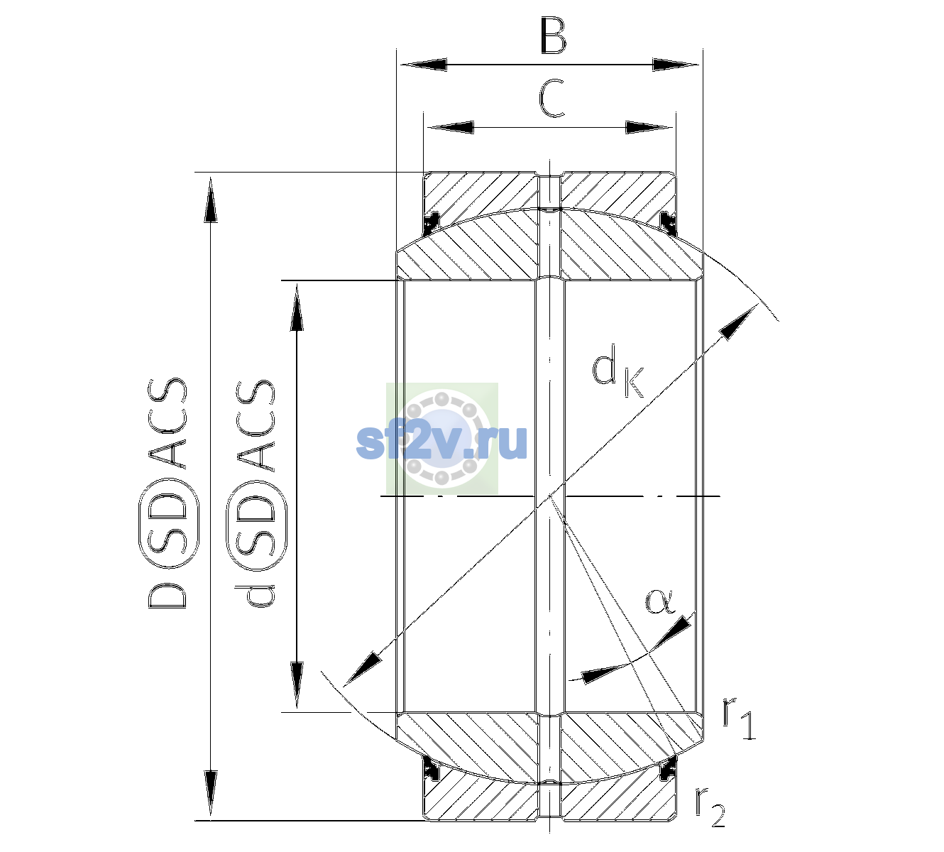 Схема подшипника GE25-DO-2RS-E