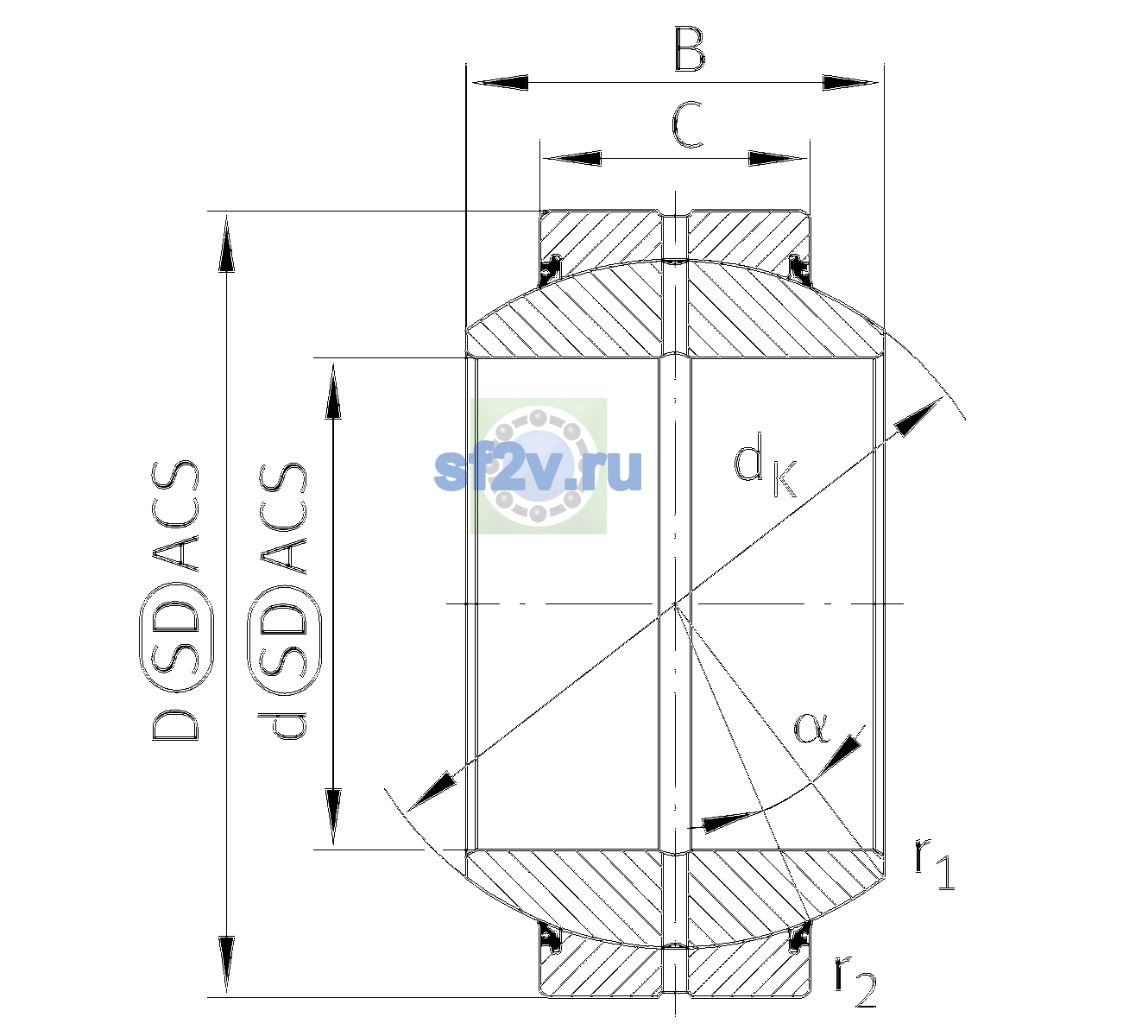 Схема подшипника GE25-FO-2RS-E