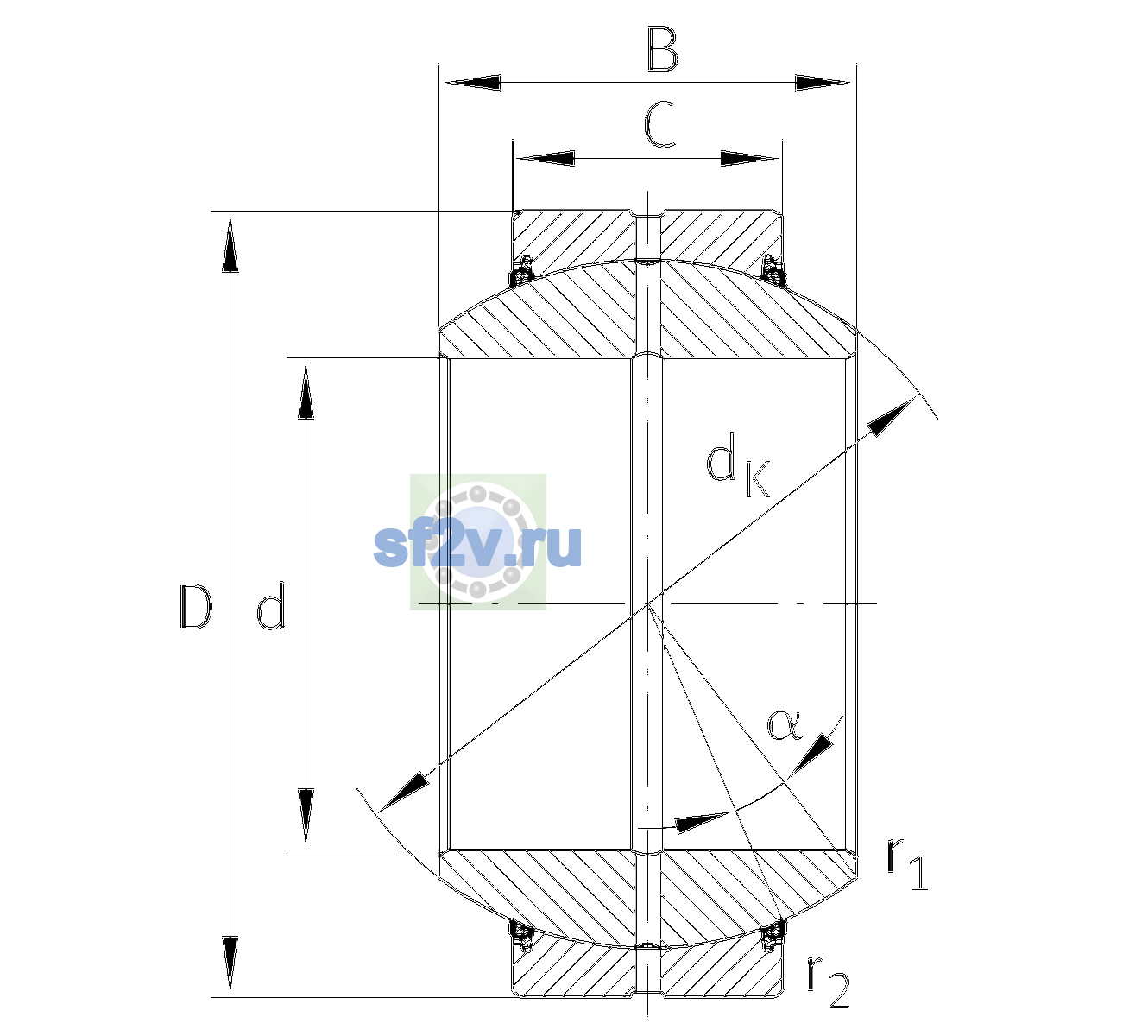 Схема подшипника GE25-FO-2TS