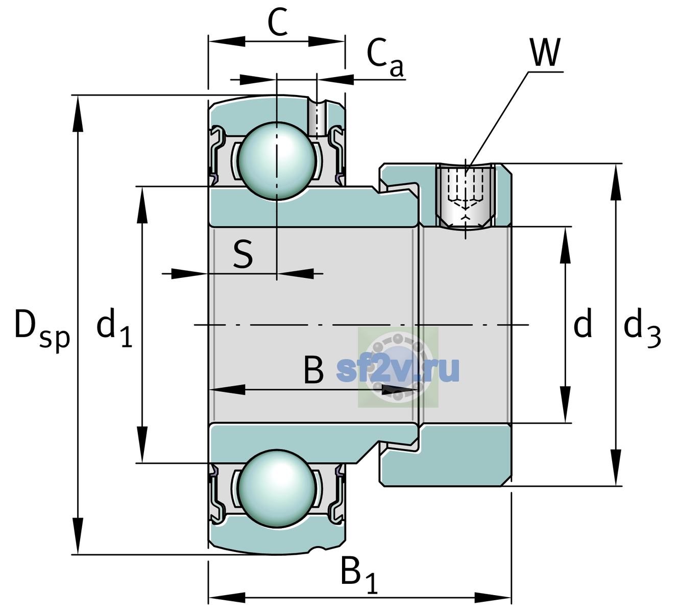 Схема подшипника GE25-KRR-B-FA107-VA-FD