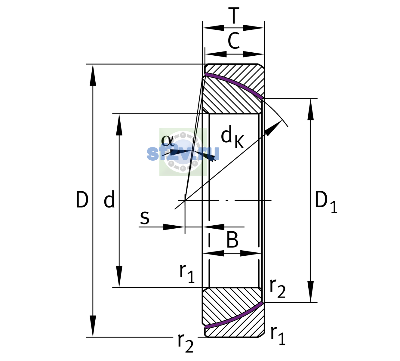Схема подшипника GE25-SW
