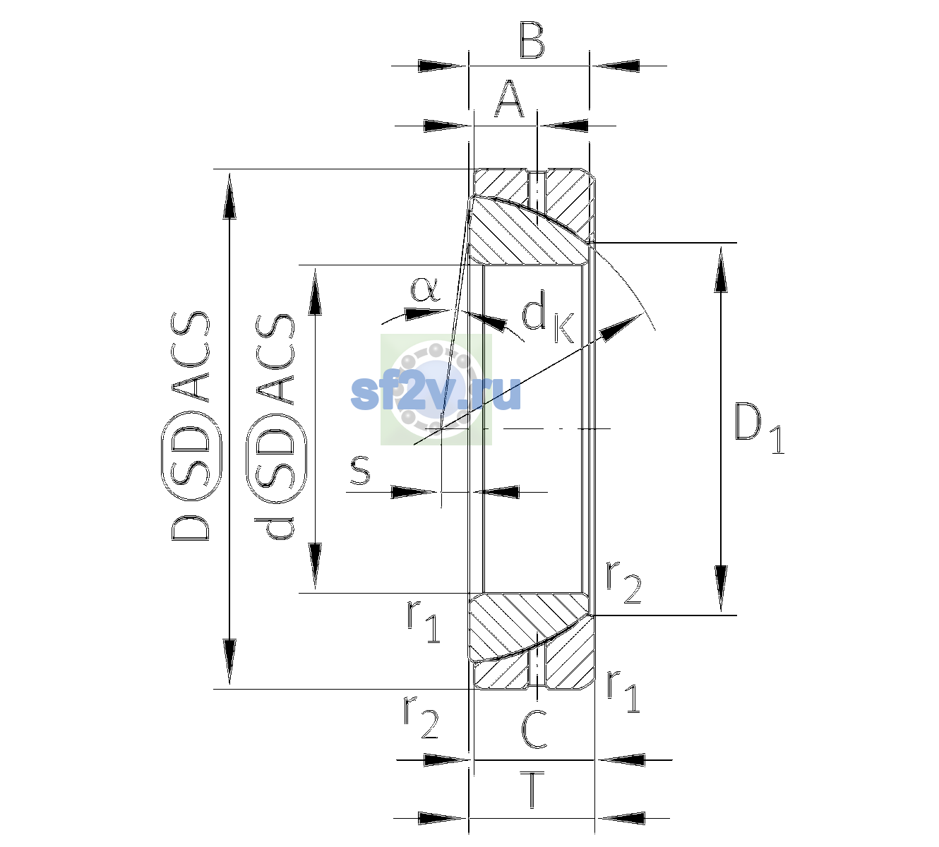 Схема подшипника GE25-SX