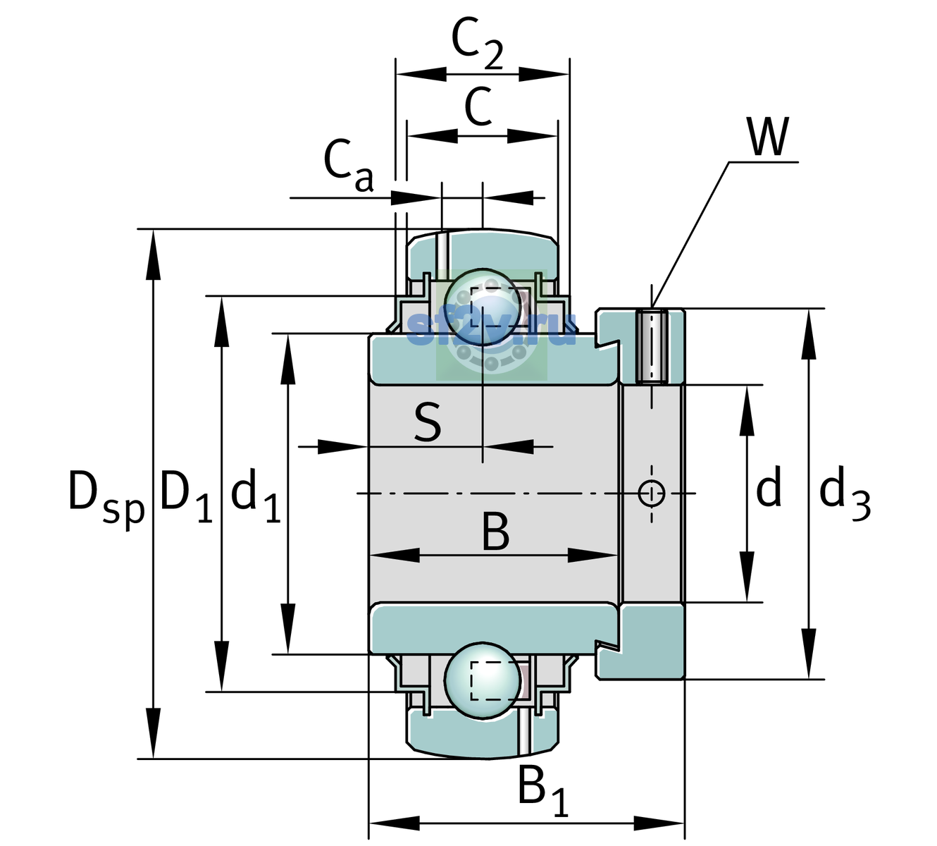 Схема подшипника GE25-XL-KRR-B-AS2/V