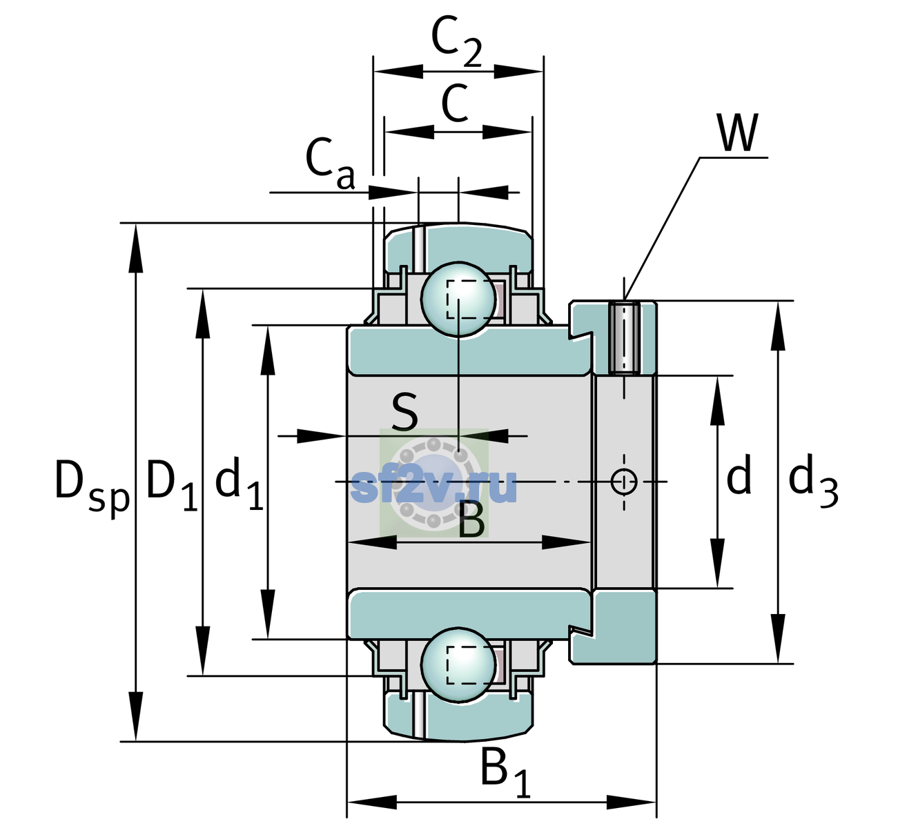 Схема подшипника GE25-XL-KRR-B-FA125