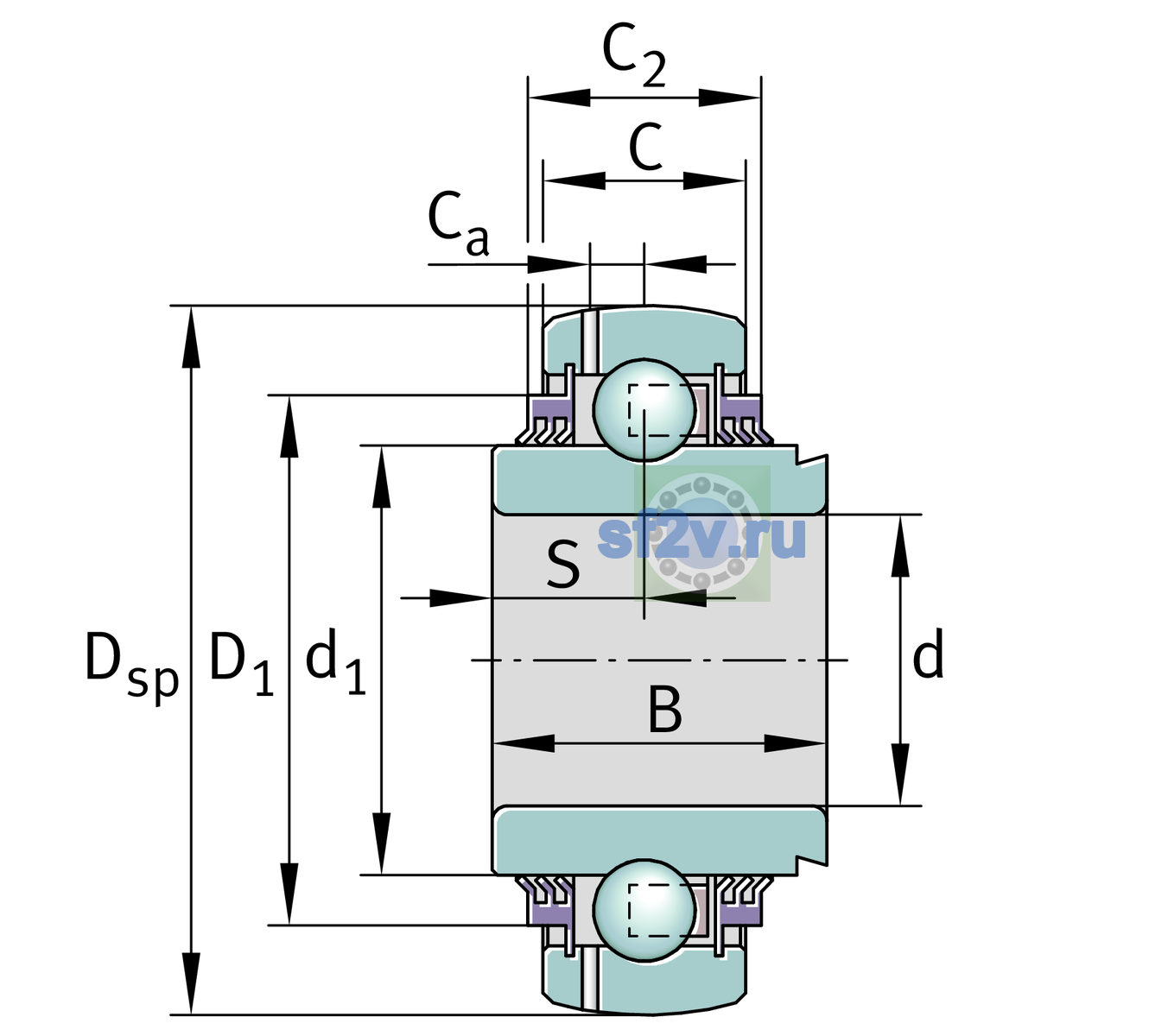 Схема подшипника GE25-XL-KTT-B-L402/70-OSE