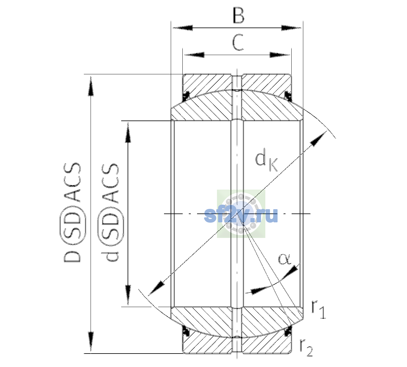 Схема подшипника GE260-DO-2RS