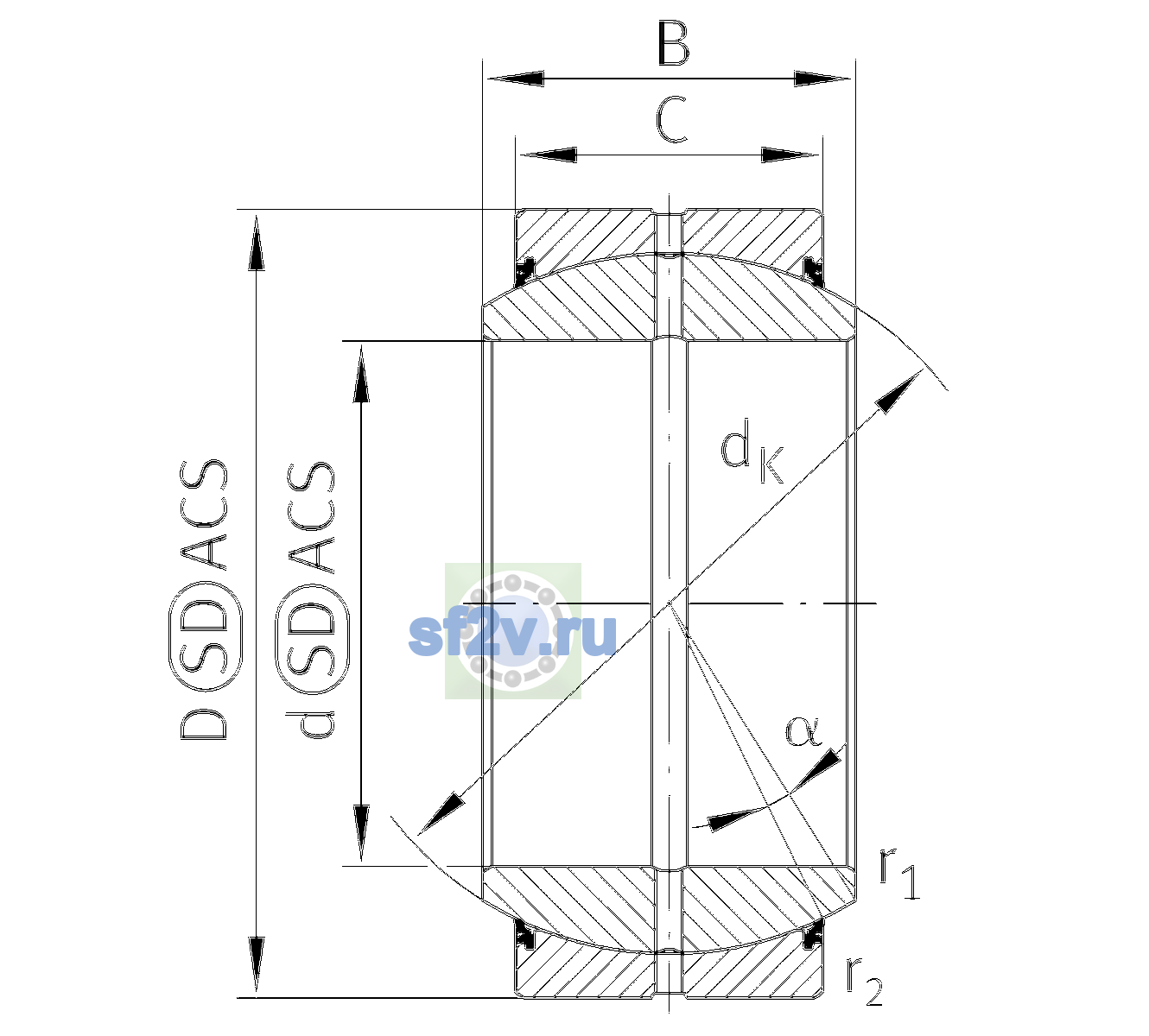 Схема подшипника GE260-DO-2RS-C3