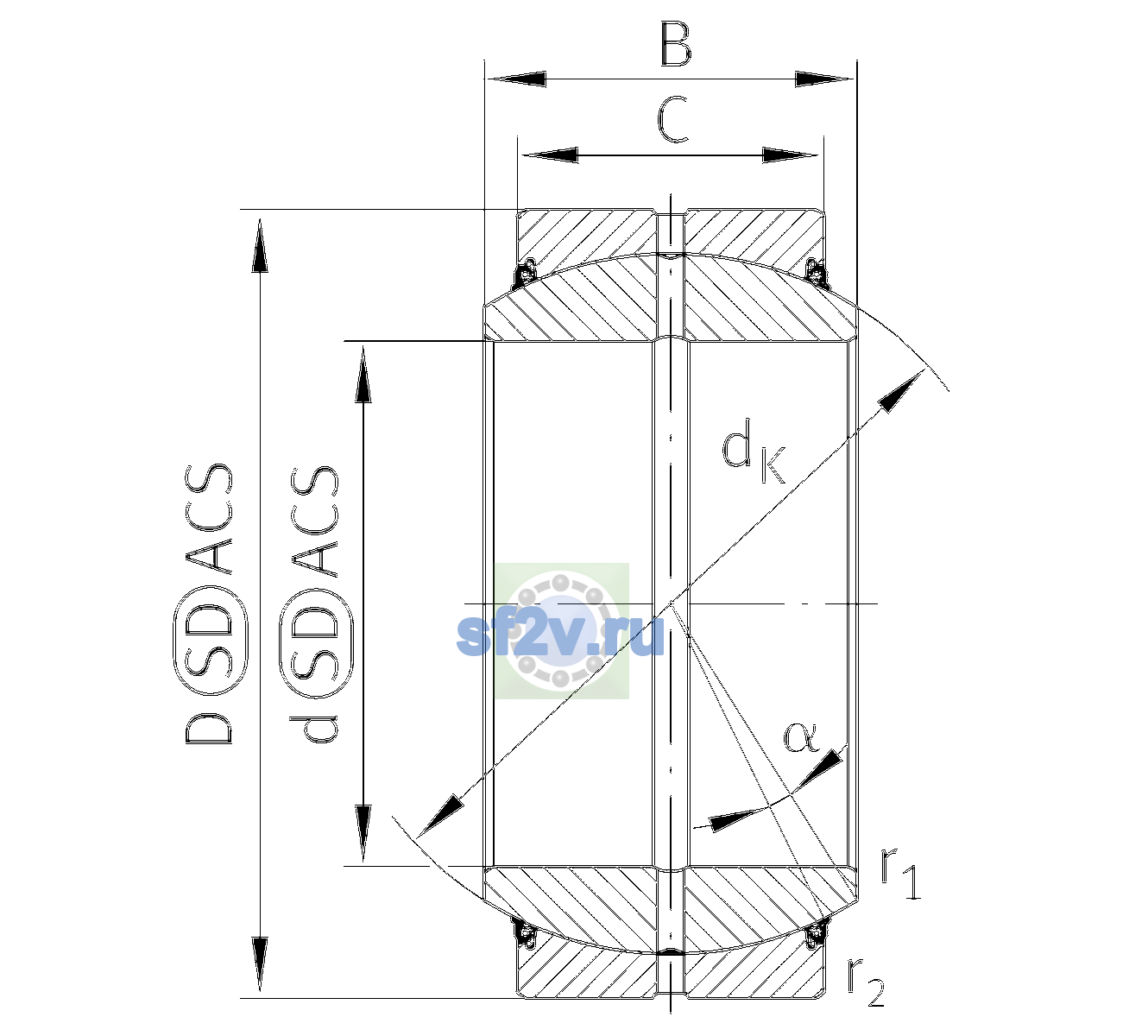 Схема подшипника GE260-DO-2TS