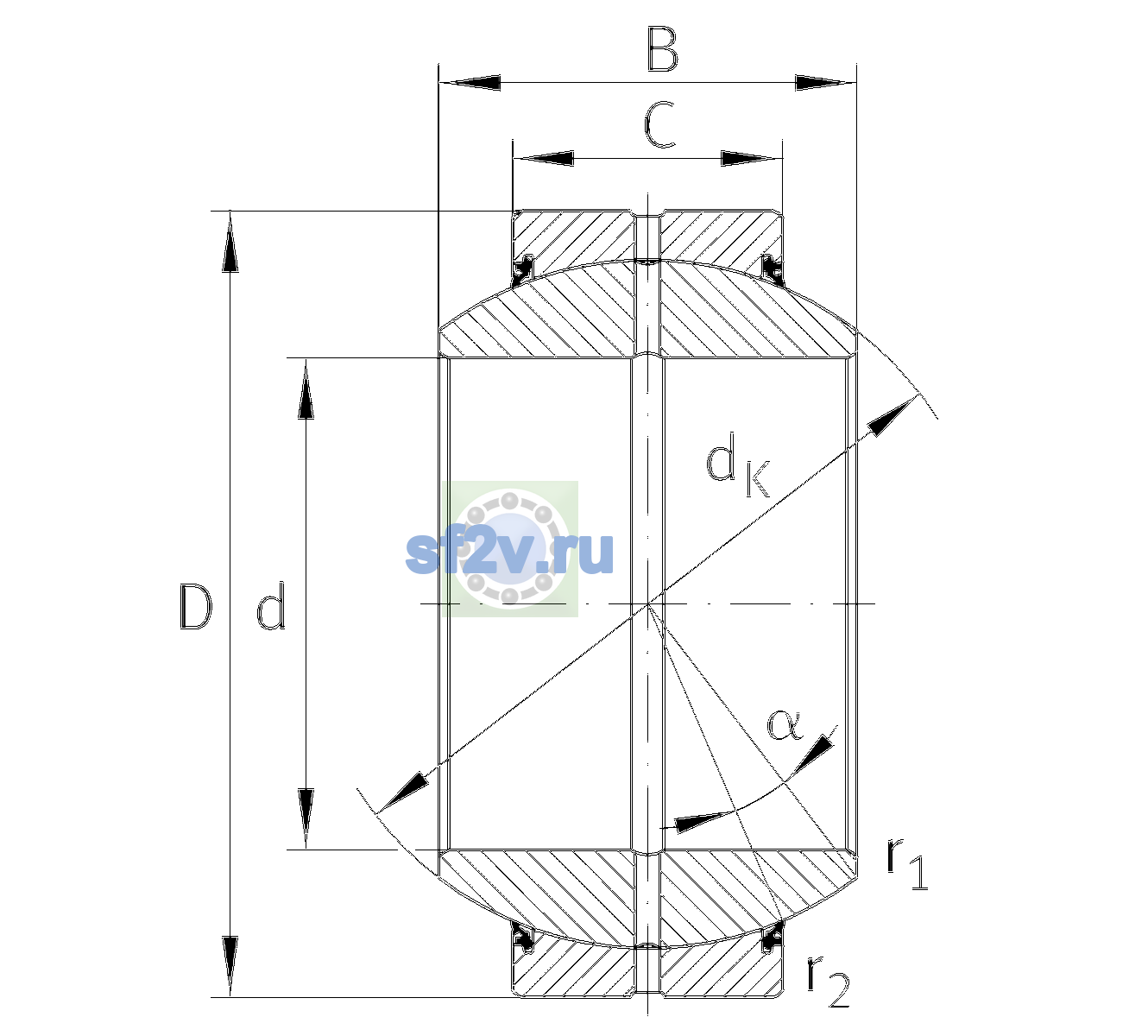 Схема подшипника GE260-FO-2RS