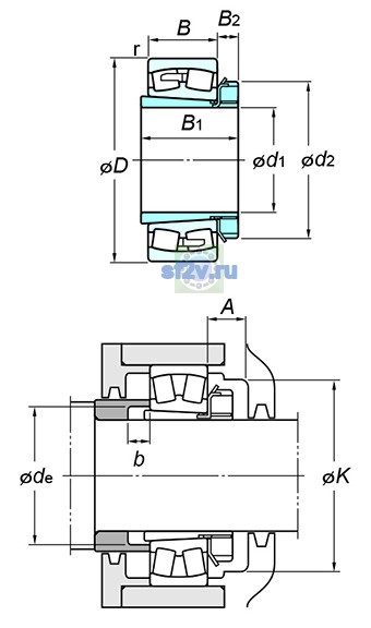 Фото подшипника 22308RZK+H2308X