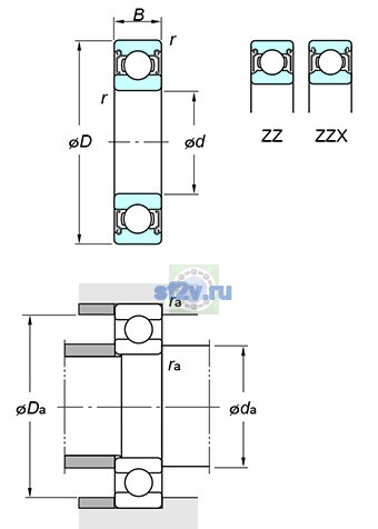 Фото подшипника 6222 ZZX