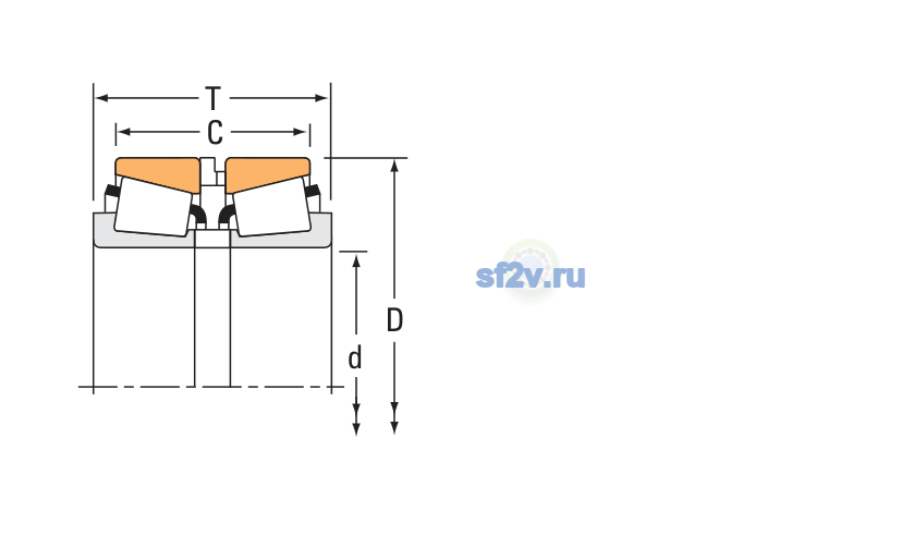 Схема подшипника X32007X/Y32007X + JX3505A + JYH6205R
