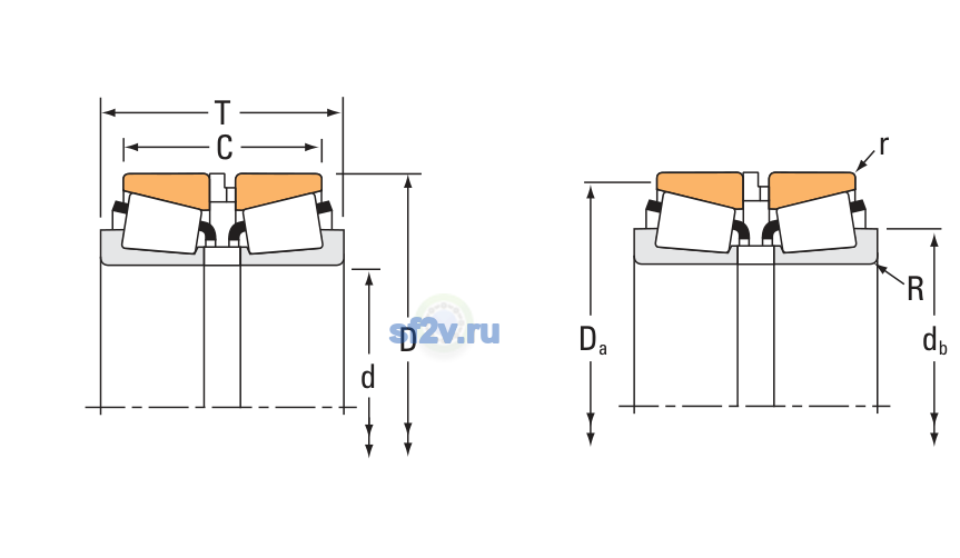 Схема подшипника X32011X/Y32011X + JXH5506A + JYH9006TSR + K527327R